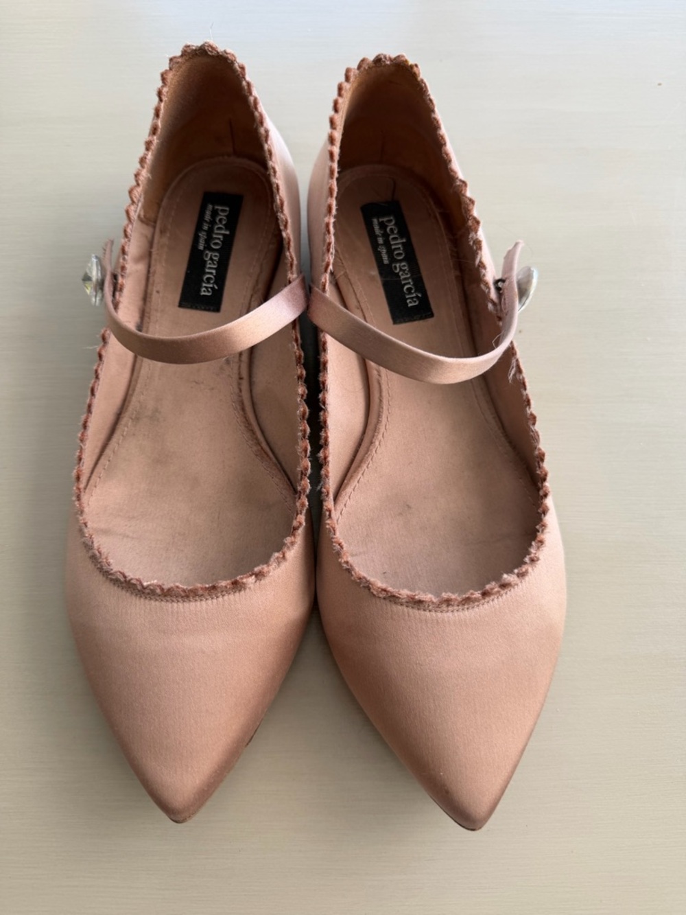 Pedro Garcia Nude Pink Pointed-Toe Mary Jane Flats